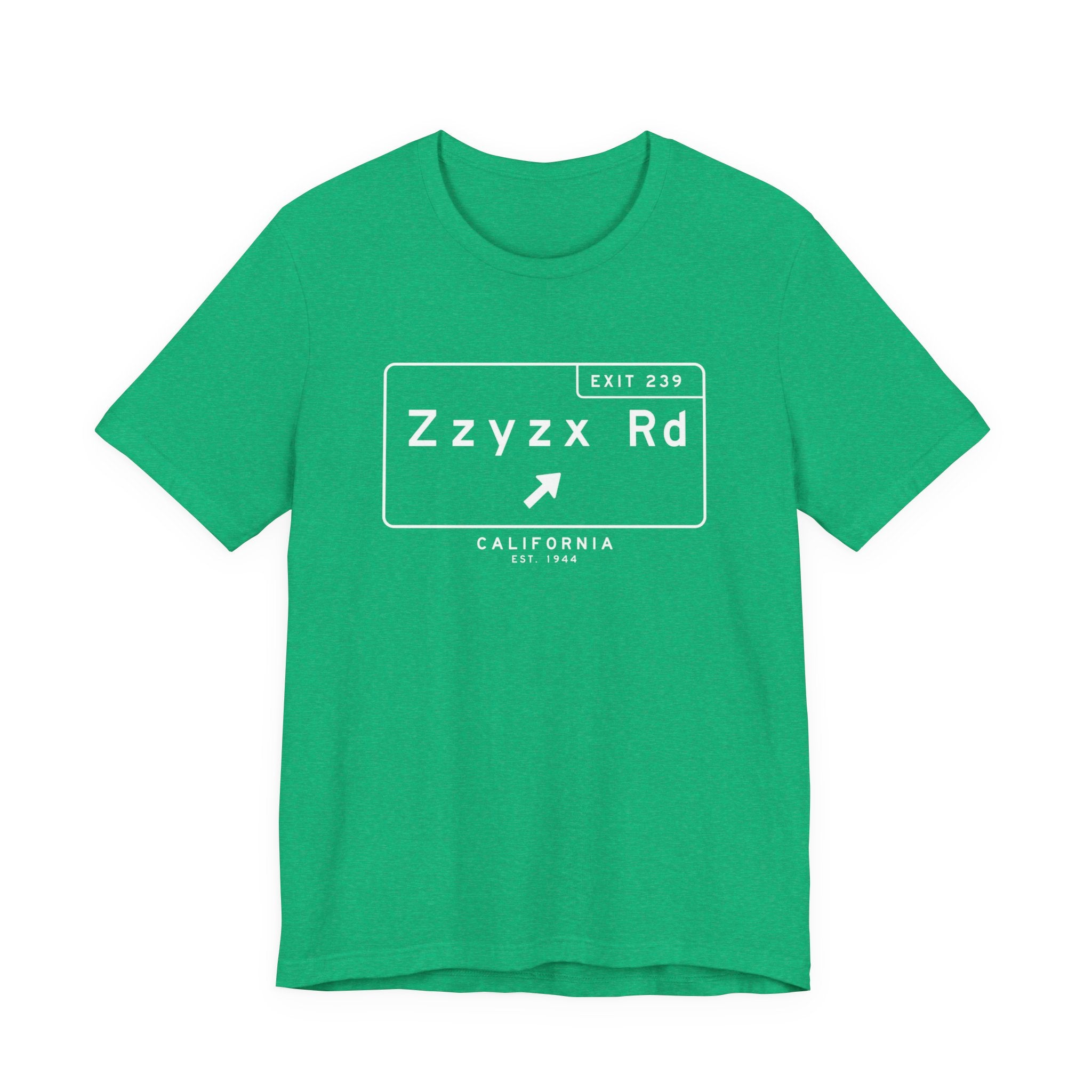 Zzyzx Road California desert history deadpan unisex t-shirt, minimalist text on casual tee