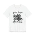 Jester Knight Society vintage medieval illustration unisex t-shirt, horseback knight graphic tee