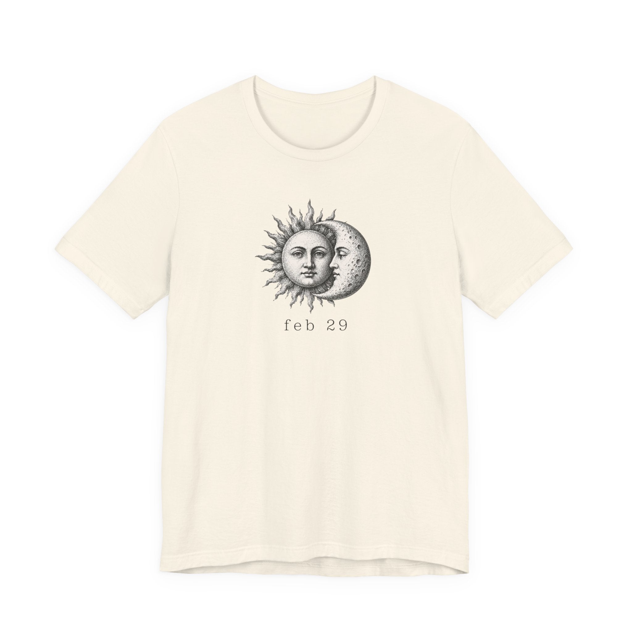 Feb 29 Leap Year sun and moon illustration unisex t-shirt, celestial minimalist history tee